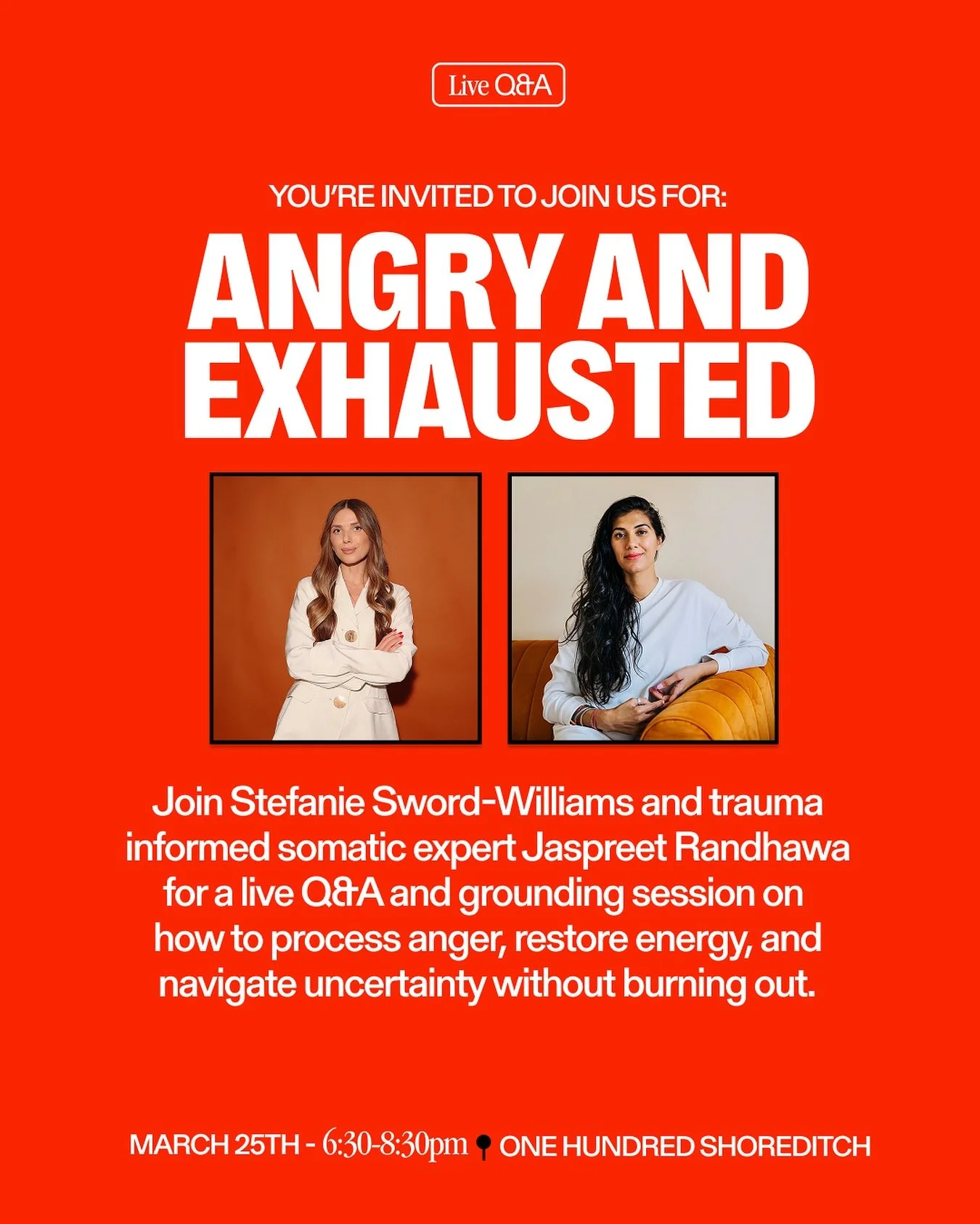 Feeling angry and exhausted lately? So are we, so instead of pretending everything&rsquo;s fine and pushing through we wanted to create a space for women to come together and feel our emotions. ❤️&zwj;🩹

On the 25th March, join me and trauma-informe
