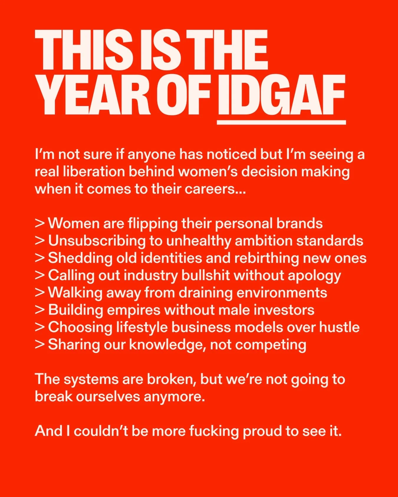 Anyone else noticing it and loving it?! 🤩

To the women who have the courage to challenge what&rsquo;s expected of them, keep being that role model we all need. 

In Career Comedown I coined the phrase &ldquo;careout&rdquo; to describe women&rsquo;s