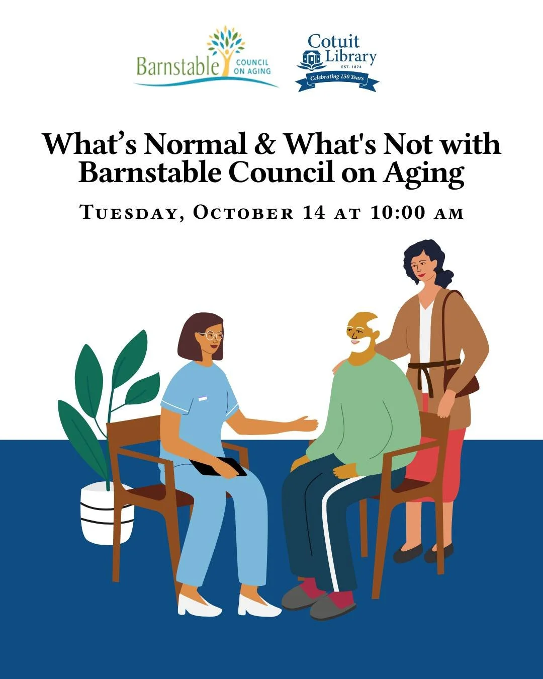 📌 Reminder: What&rsquo;s Normal &amp; What&rsquo;s Not with Barnstable Council on Aging is happening Tuesday, October 14, 2025, from 10:00 AM &ndash; 12:00 PM at Cotuit Library.

Learn the difference between normal age-related forgetfulness and more