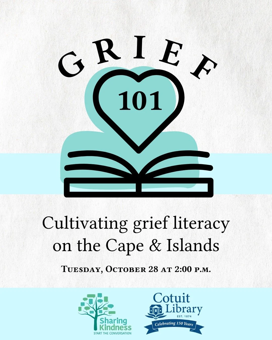 💭 What does grief really look like&mdash;and how can we better support one another through it?

 Join us for Grief 101: Cultivating Grief Literacy on the Cape and the Islands, presented by Sharing Kindness. This free program explores the basics of g