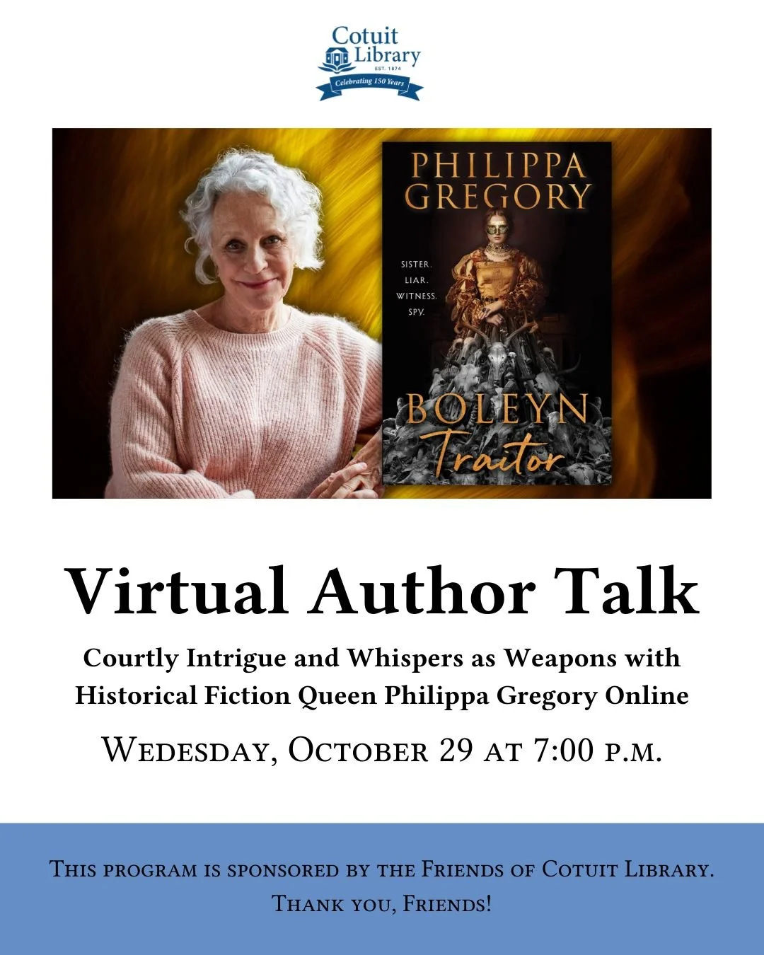 ✨ Secrets, survival, and whispers that could change history&hellip; ✨

Join us for Courtly Intrigue and Whispers as Weapons with Philippa Gregory, the &ldquo;queen of British historical fiction,&rdquo; as she discusses her forthcoming Tudor Court nov