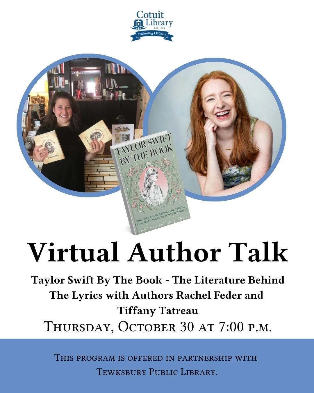 There&rsquo;s still time to register! 🌟

Join us for a Virtual Author Talk with Rachel Feder &amp; Tiffany Tatreau as they discuss their new book Taylor Swift by the Book: The Literature Behind the Lyrics. From Shakespeare to the Bront&euml;s to Dap