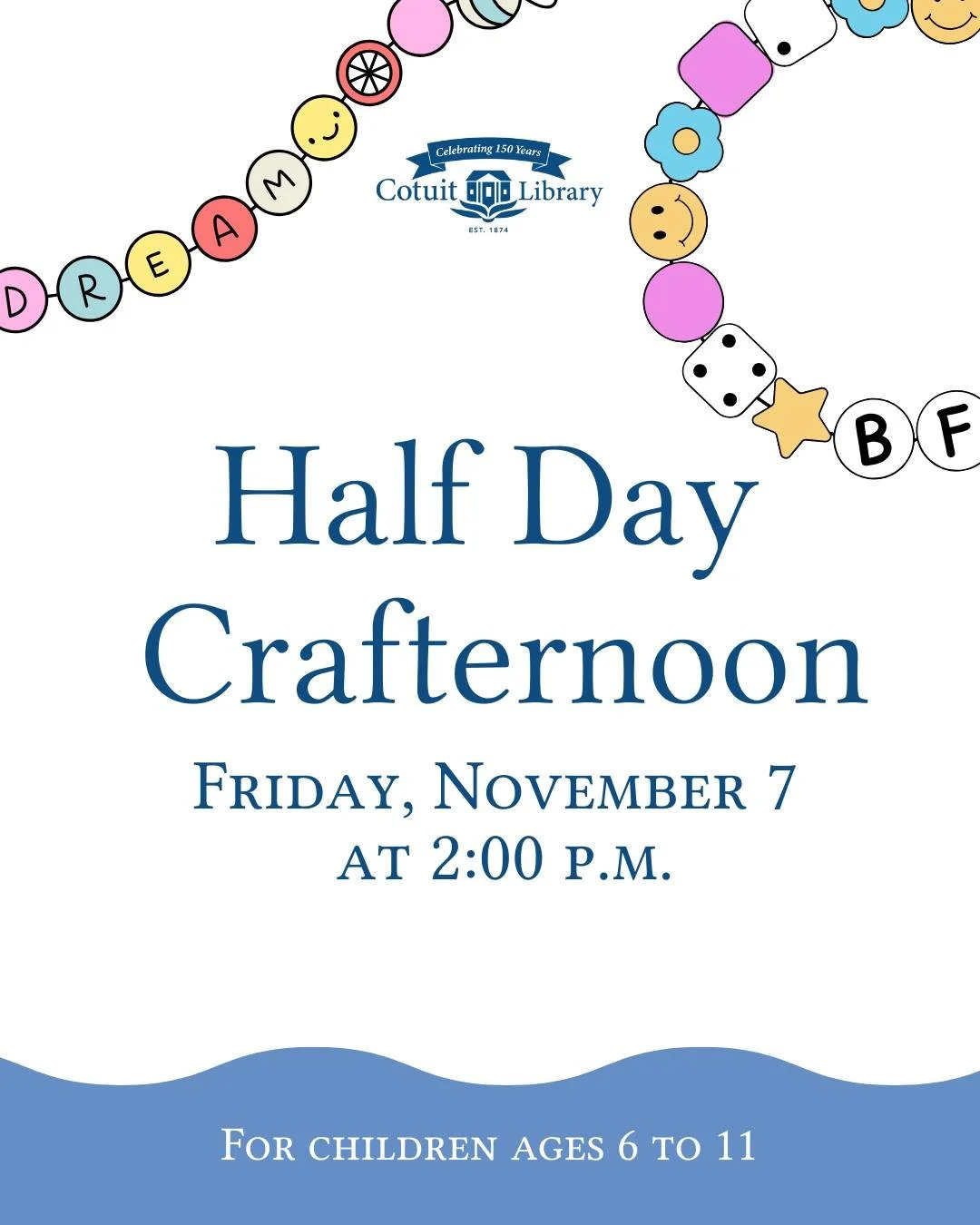 Looking for something fun to do on your half day? ✂️ Join us for Half Day Crafternoon on Friday, November 7 at 2:00 PM in the Children&rsquo;s Room! We&rsquo;ll have everything you need to make friendship bracelets, seasonal crafts, and perler bead d