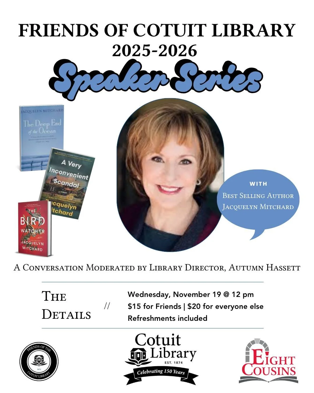 What happens after your debut novel becomes Oprah&rsquo;s first Book Club pick?

Join us for an inspiring afternoon with New York Times bestselling author Jacquelyn Mitchard, whose debut novel, The Deep End of the Ocean, became a literary phenomenon.