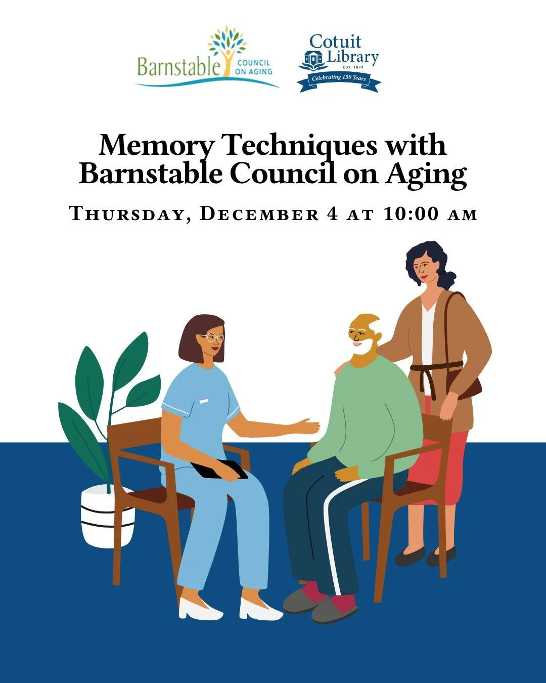 🧠 Looking to sharpen your memory? Join us for Memory Techniques with the Barnstable Council on Aging! This engaging session will explore how information is processed and provide practical tools to boost your recall. Learn specific techniques for rem