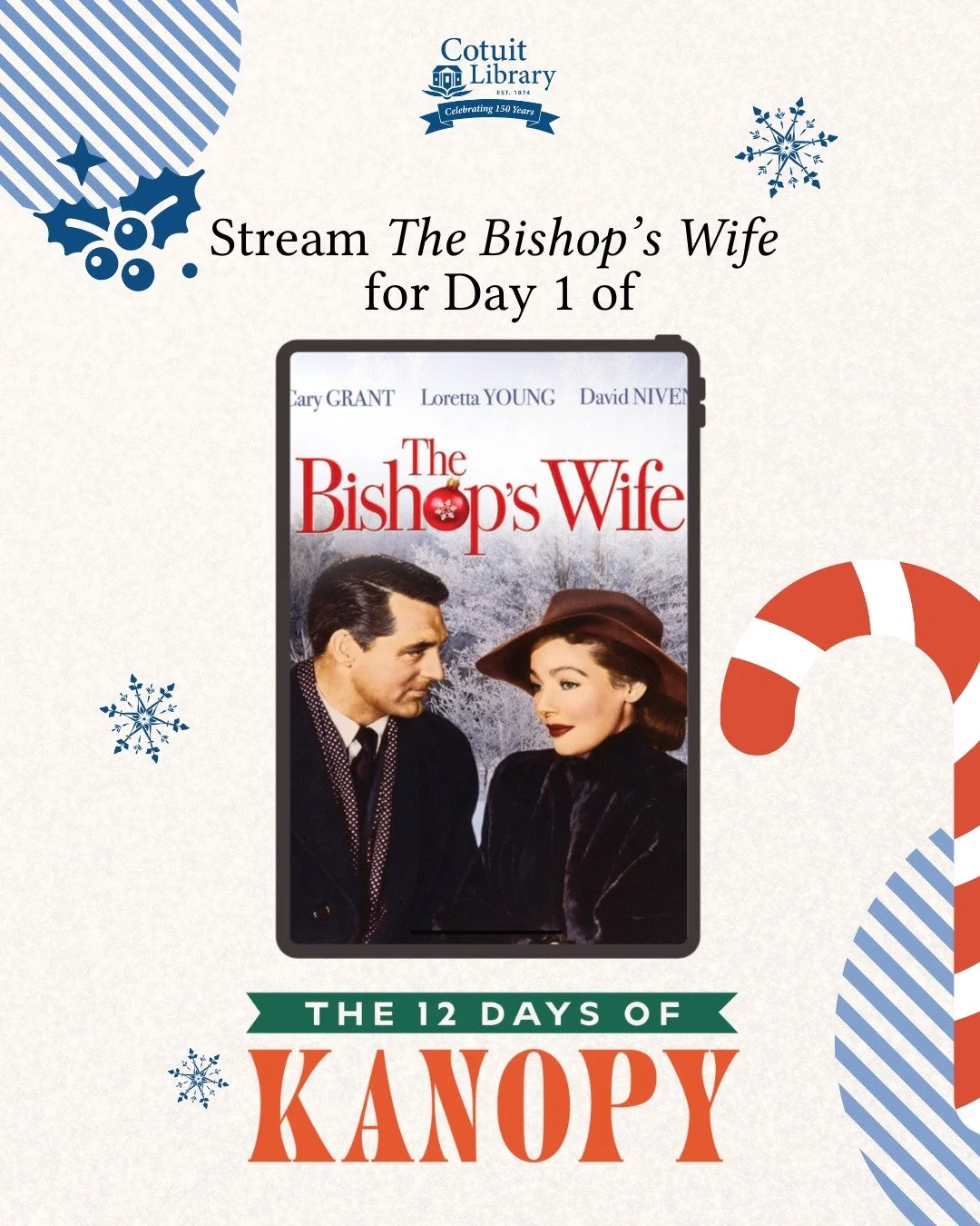 🎬✨ It&rsquo;s here! The 12 Days of Kanopy! 🎬✨

Each day leading up to the holidays, Kanopy will be featuring a different title for you to
unwrap and enjoy. Cozy up, press play, and discover a new story every day.

Today&rsquo;s feature: The Bishop&