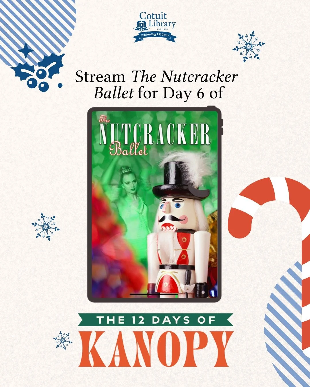 Day 6 of 12 Days of Kanopy! 🩰✨

Celebrate the magic of the season with the timeless Nutcracker Ballet. A holiday classic filled with music, wonder, and tradition. 

Stream it free on Kanopy: kanopy.com/product/
nutcracker-ballet