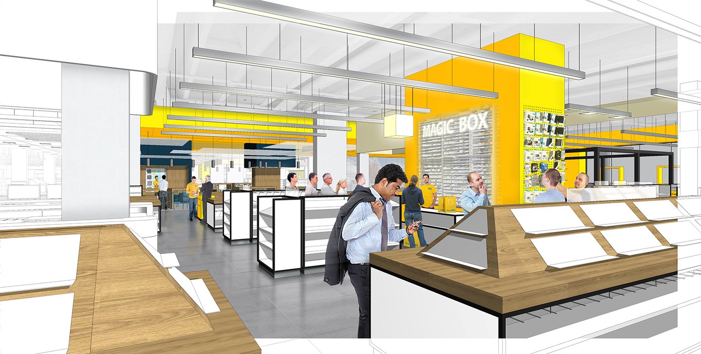 Sketches illustrating the new interior