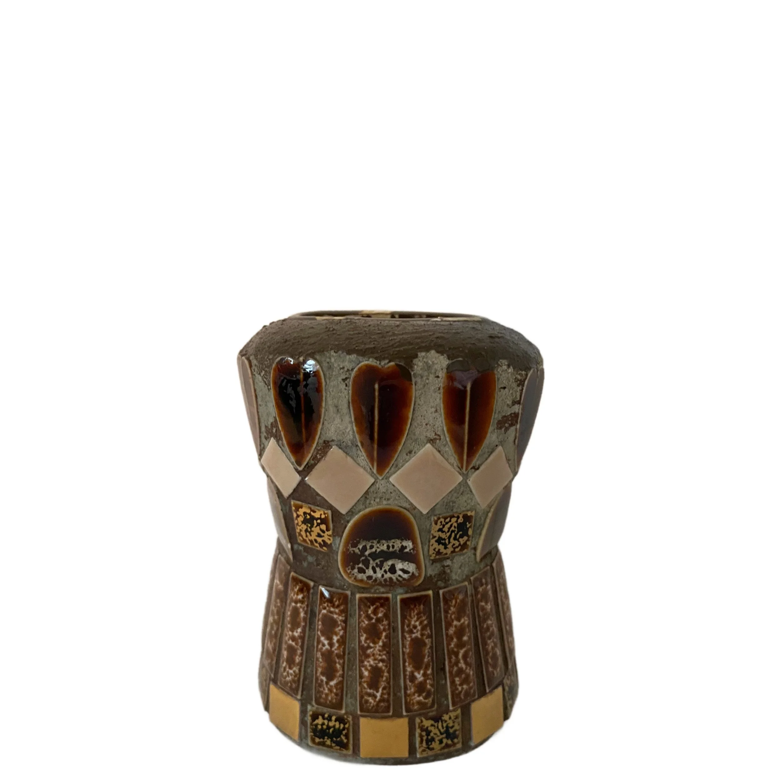 vintage joseph borvari, montreal, hand crafted sm. mosaic tile vase