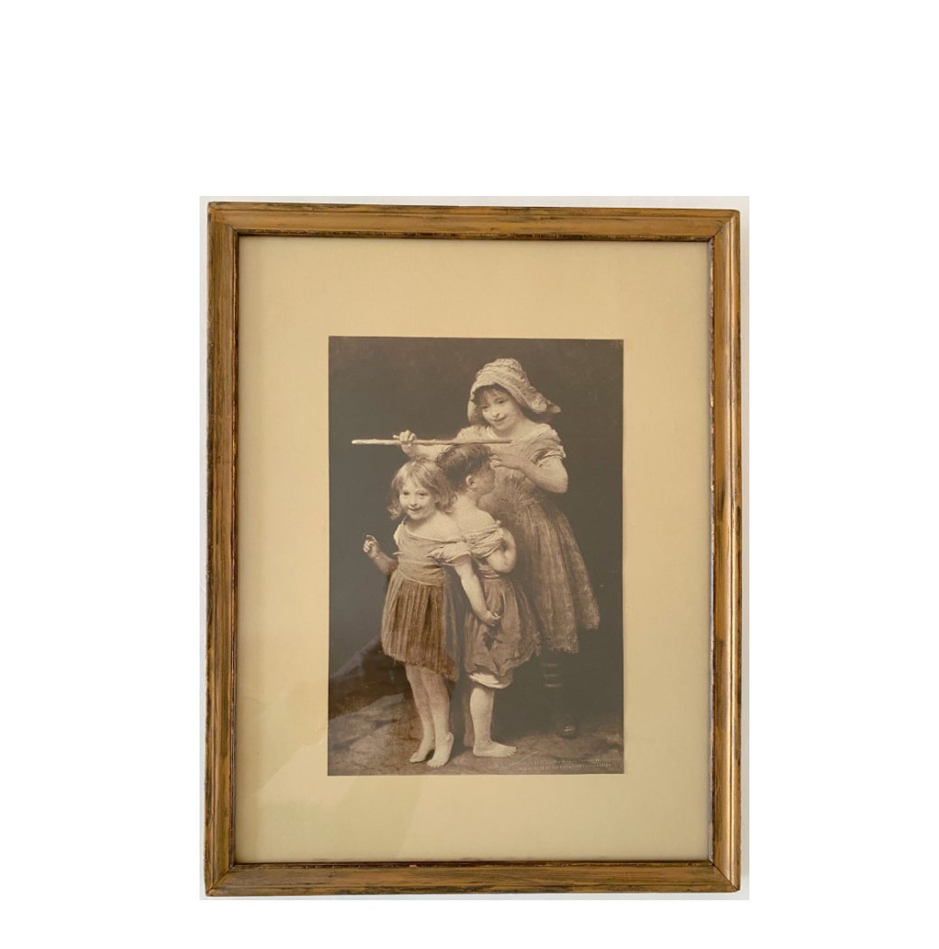 antique print in wooden frame