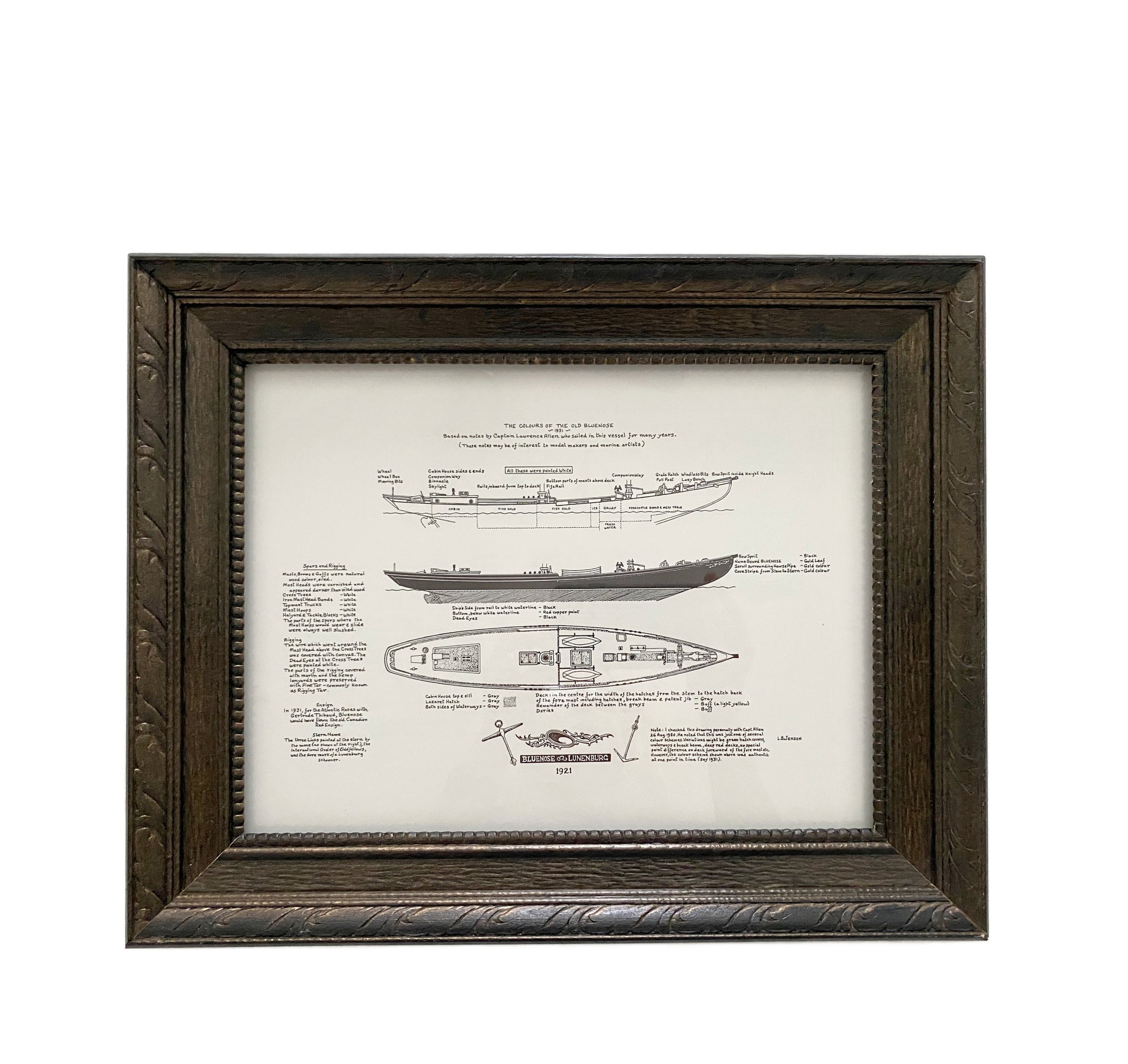Vintage Framed "Colors of the Bluenose"