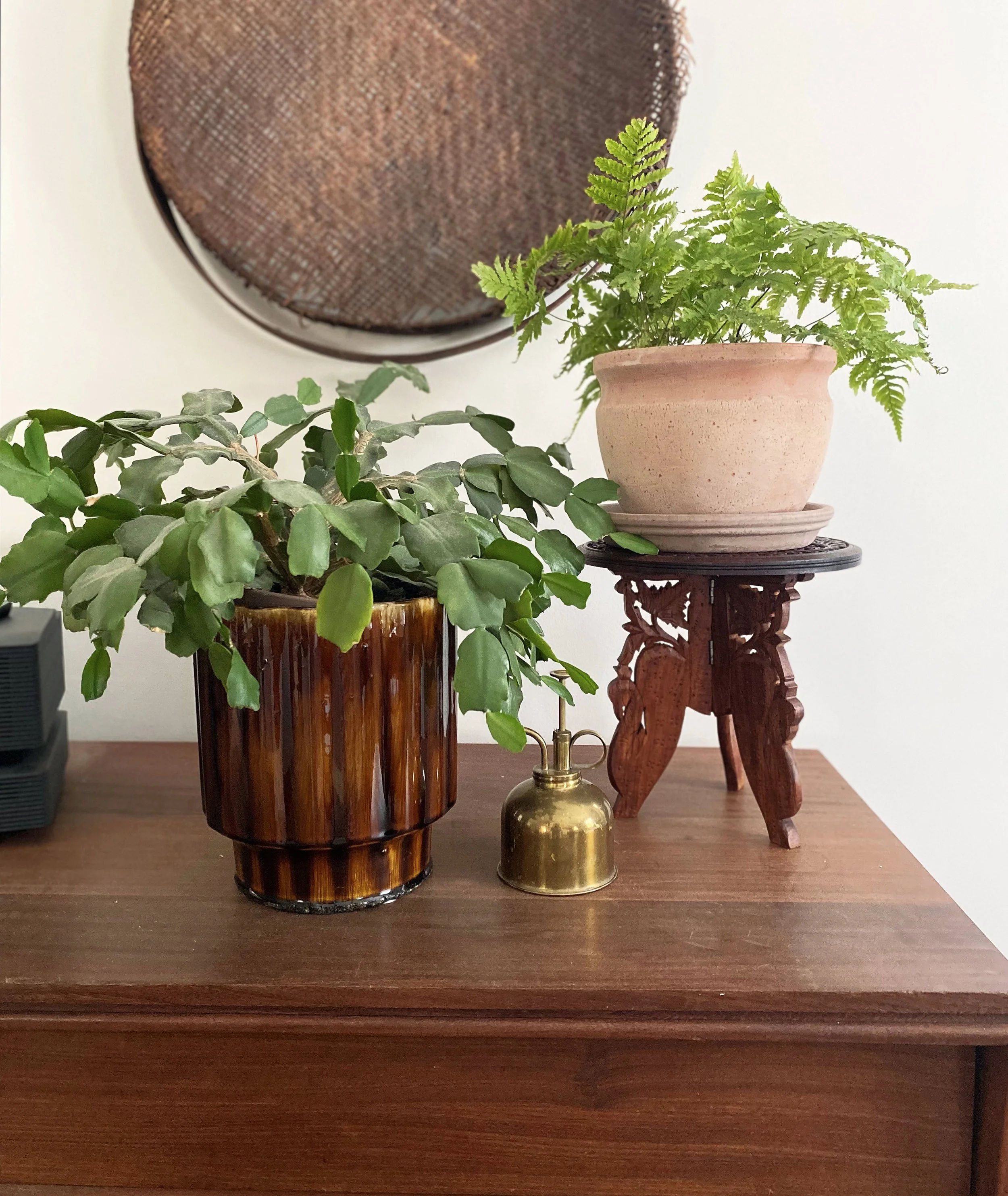 vintage hand carved wooden stand