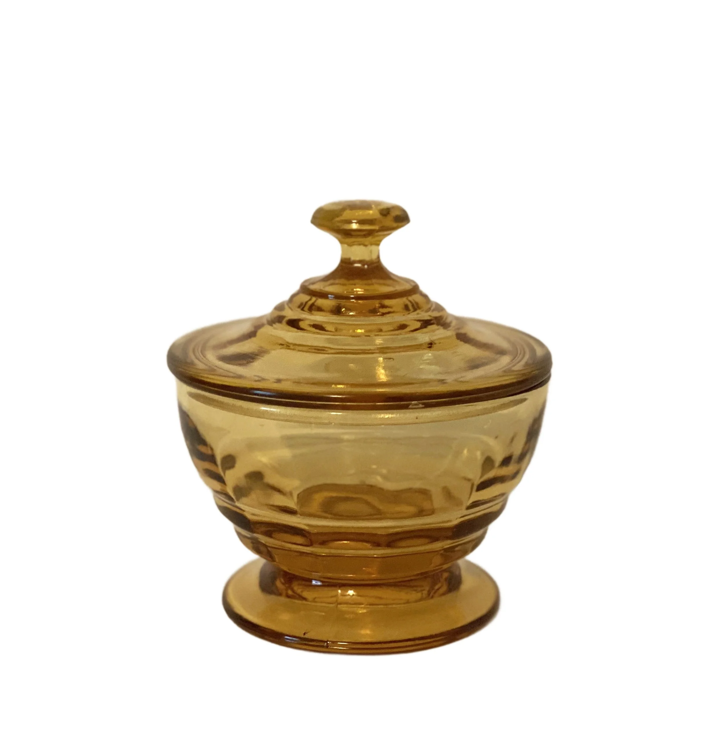 small vintage glass amber candy dish