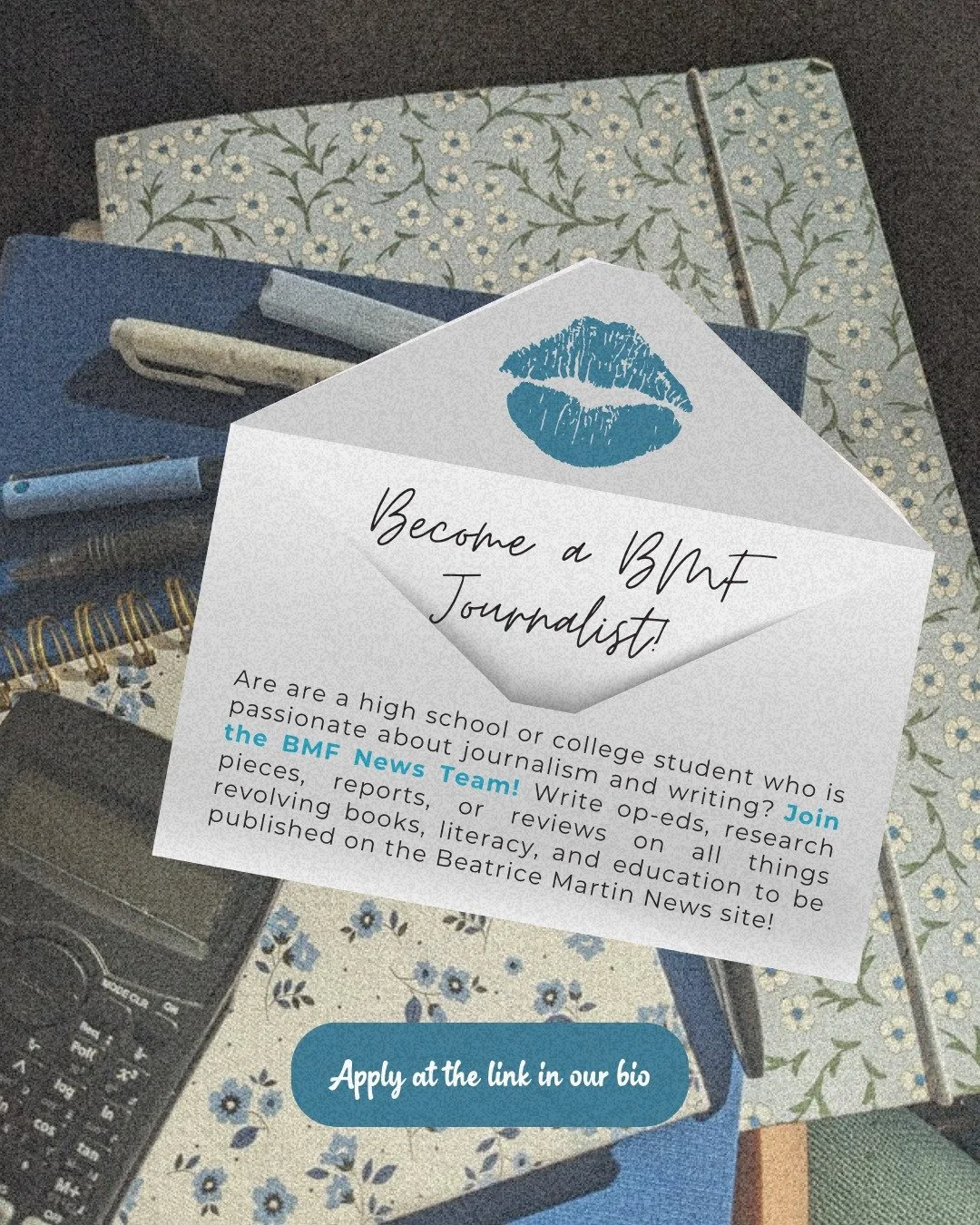 Calling all student journalists! Are you a high school or college student who loves writing, books, or education? Become a BMF Journalist and share your voice on the Beatrice Martin News site! 📰💙 Apply now through the link in our bio. @thebmfnewsle