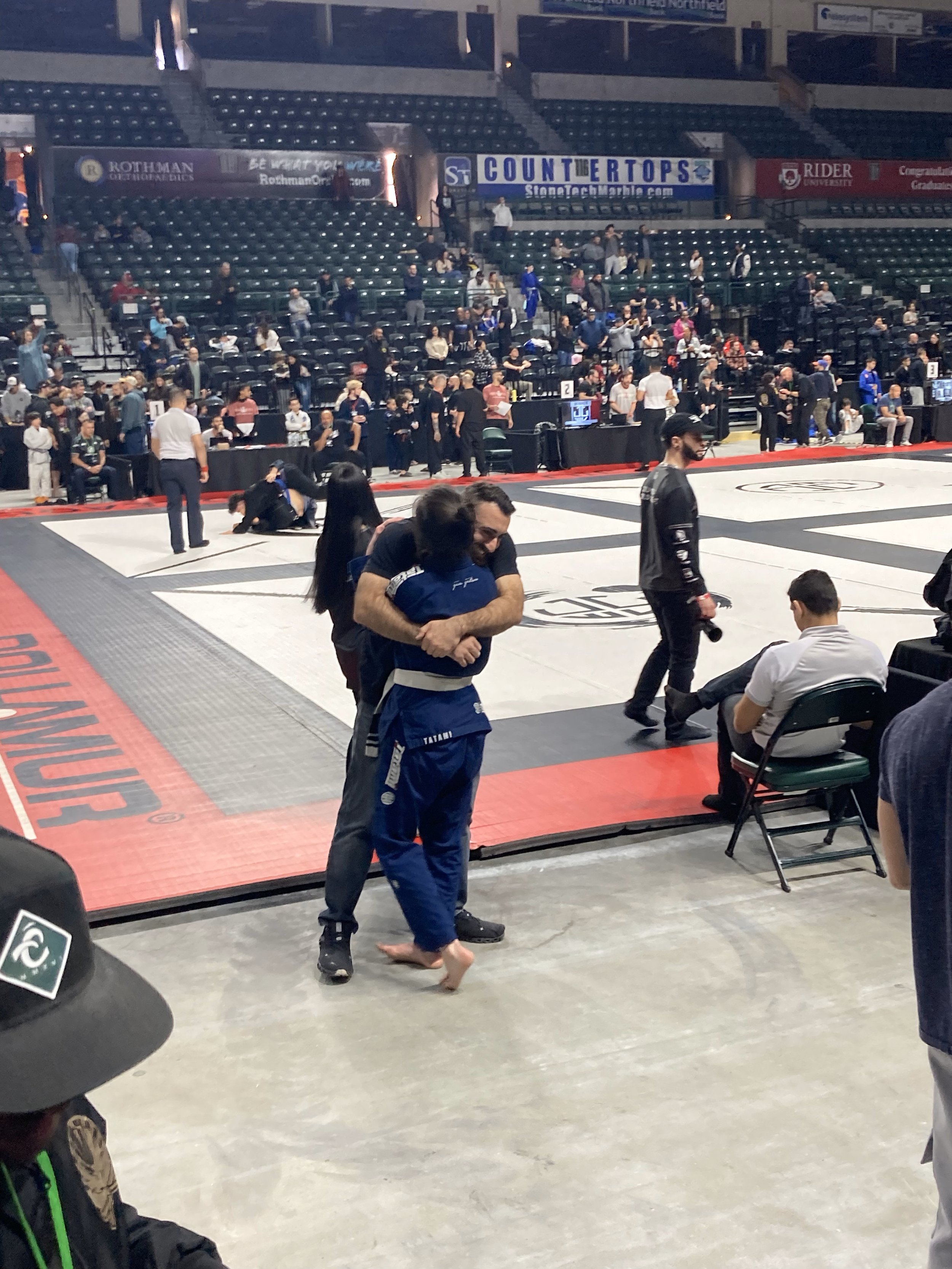 Celebrating a win at a Brazilian Jiu Jitsu tournament