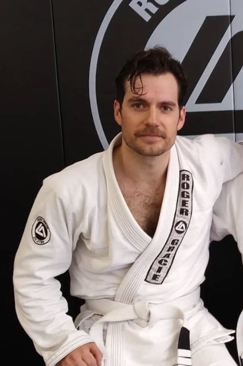 Actor Henry Cavil in a Brazilian Jiu Jitsu gi.