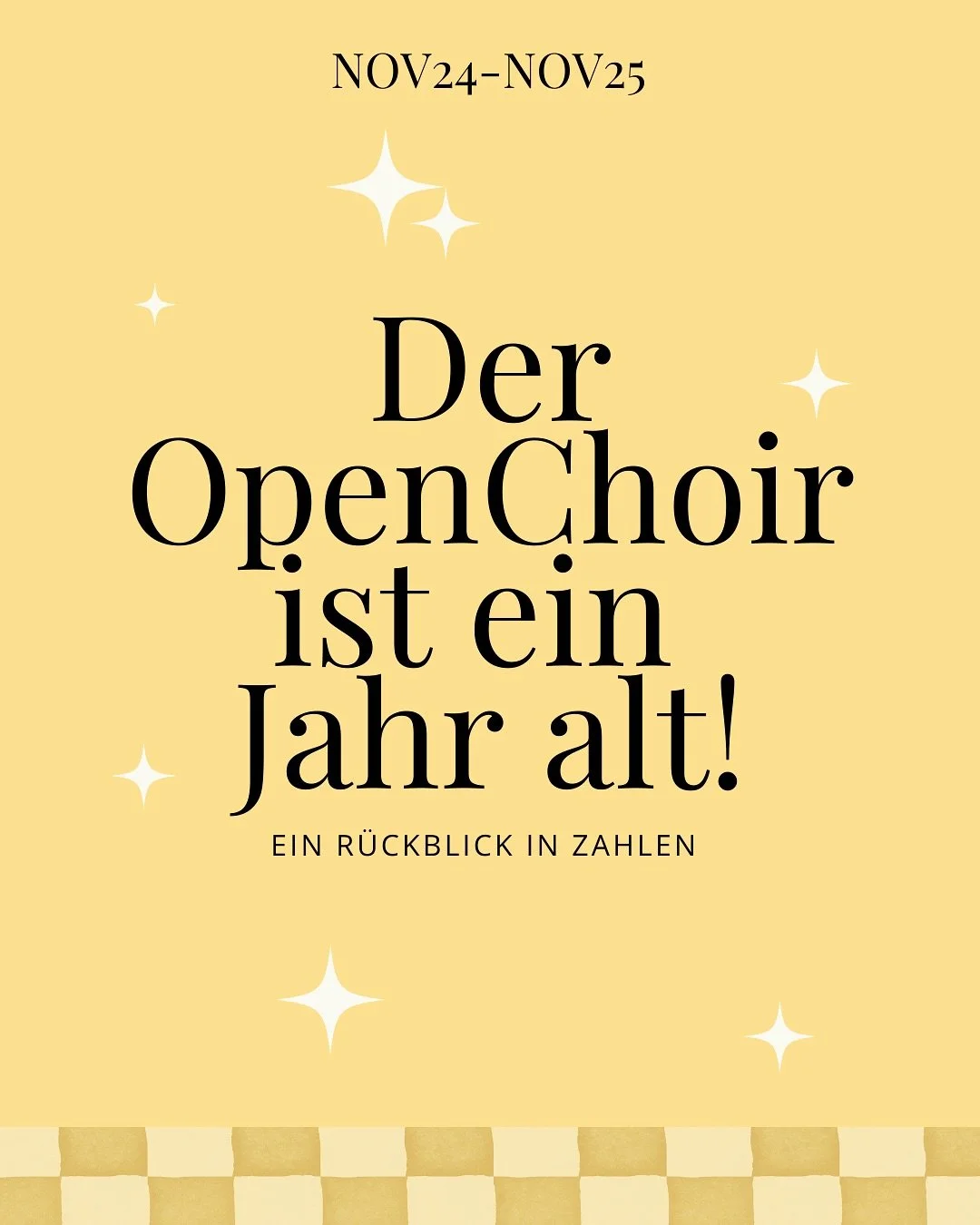 Am 19.11.2024 fand der erste OpenChoir statt, mit 16 tollen Stimmen. Ich m&ouml;chte DANKE sagen und freue mich auf ein weiteres aufregendes OpenChoir Jahr. Vielleicht ja bald auch mal au&szlig;erhalb Wiens? 
Wo soll der OpenChoir hinkommen? Schreib&