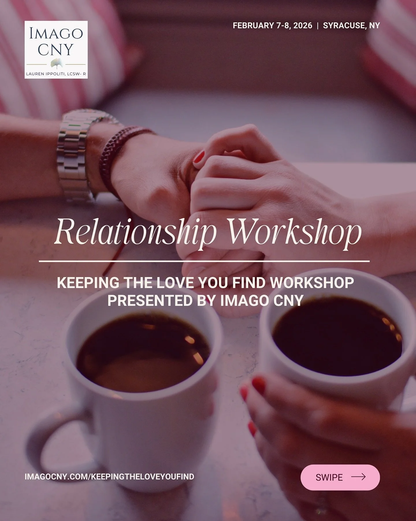 What if your relationship challenges were opportunities for deeper connection?

Imago CNY (@imagocny) invites you to a transformative two-day relationship workshop on February 7&ndash;8 in Downtown Syracuse.

This workshop is for individuals who want