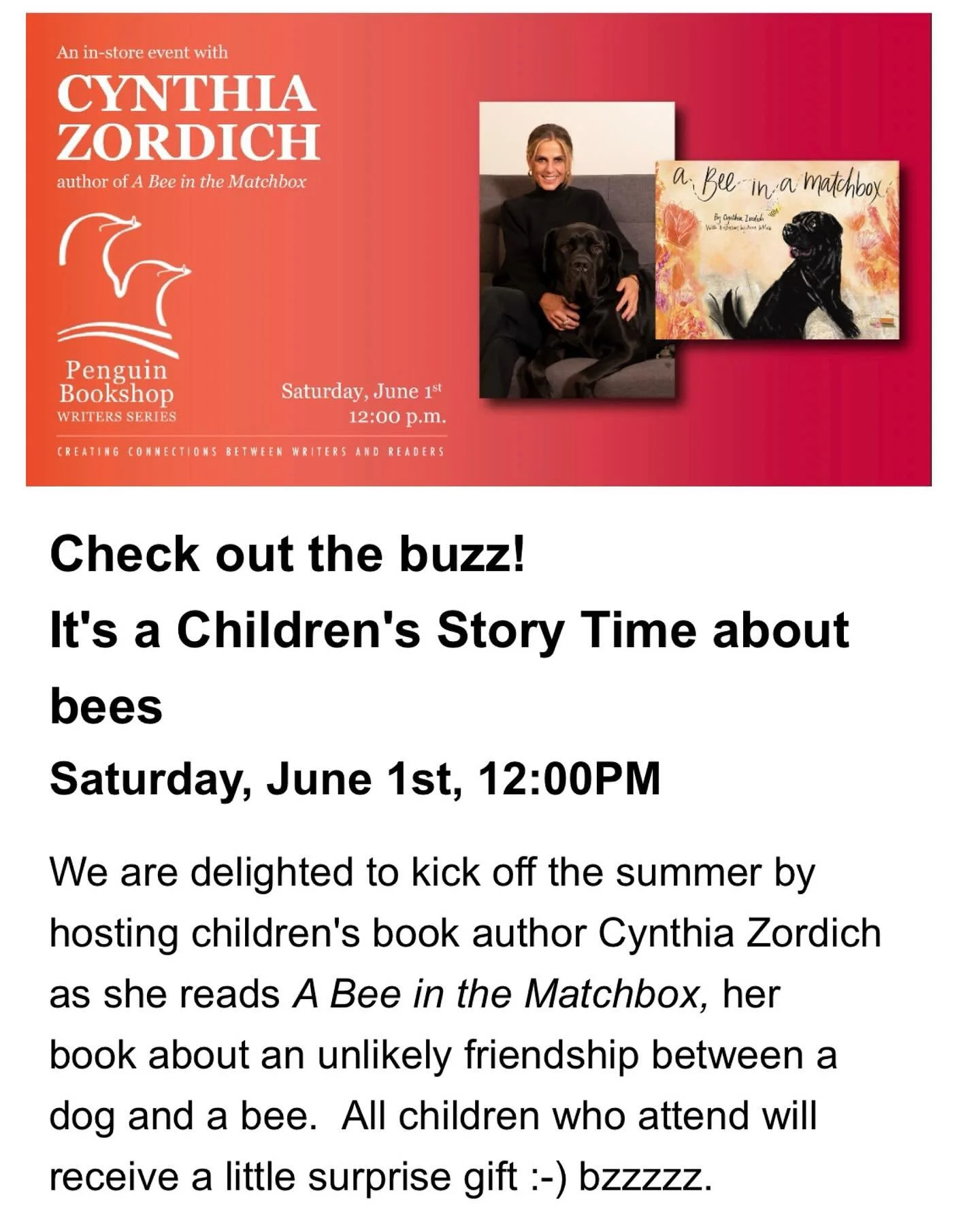 Thank you @penguinbookshop for inviting me to share #abeeinamatchbox!  I have always loved #sewickley and can&rsquo;t wait to get there! Chuckie is so jelly! He want to come, too!! 

#penguinbookshopsewickleypa #pegasuspublishers #pittsburghgirl #ind