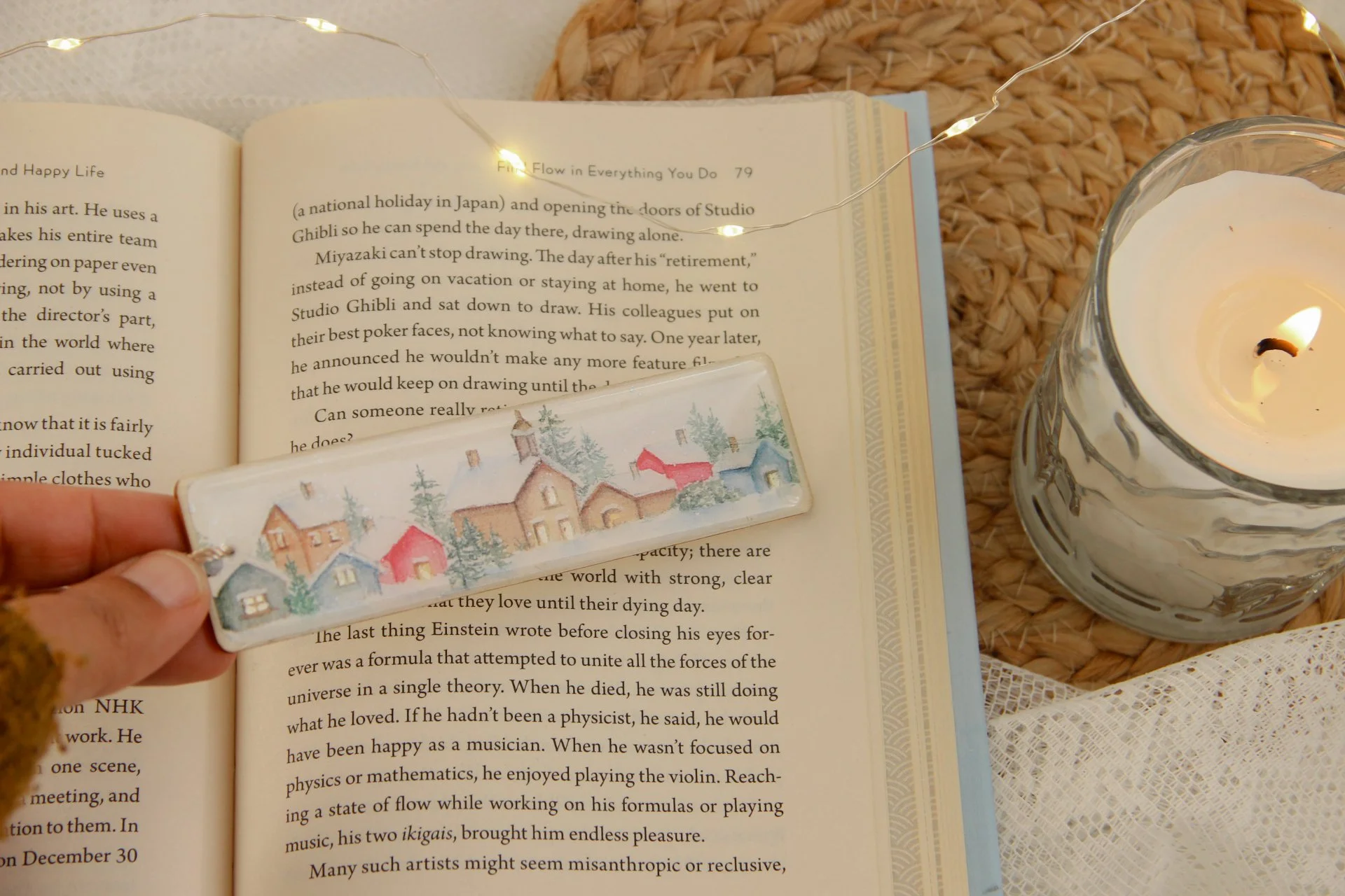 Winter village - Handmade bookmark