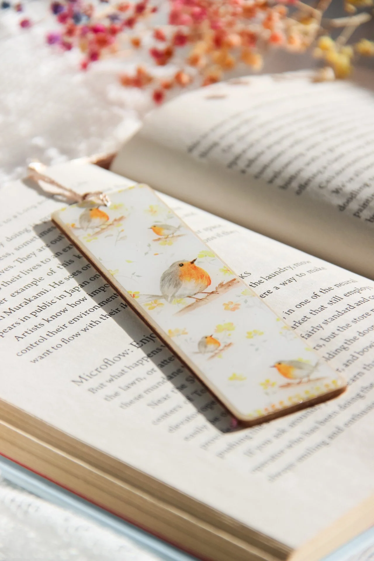 Handmade wooden bookmarks - little robin
