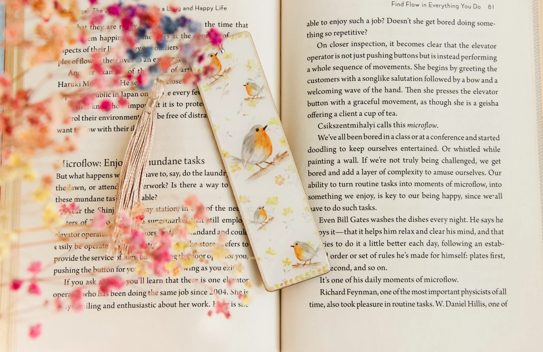 Handmade wooden bookmarks - little robin