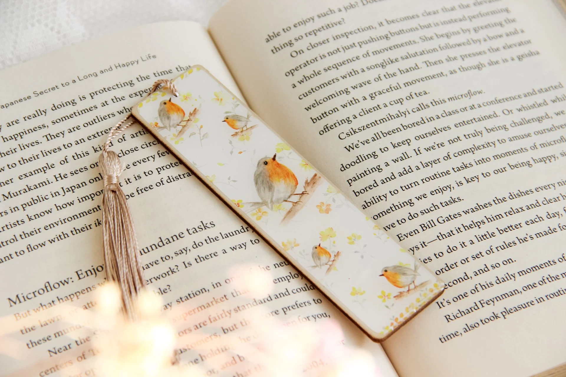 Handmade wooden bookmarks - little robin