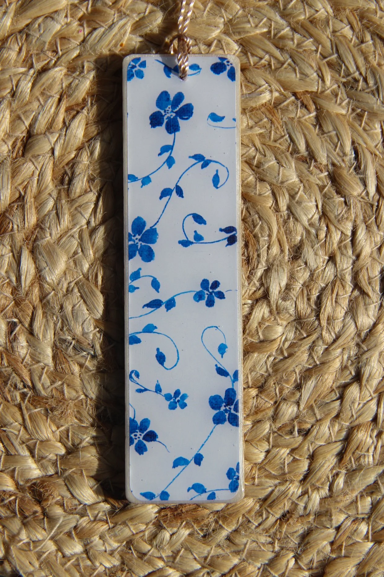 Set of illustrated bookmarks with intricate blue-and-white floral and ornamental patterns inspired by Dutch Delft ceramics and Jaipur blue pottery from India