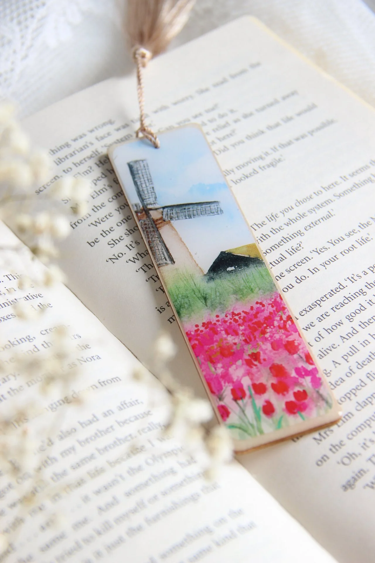 Piece of Art Handmade Bookmark - Dutch Windmills