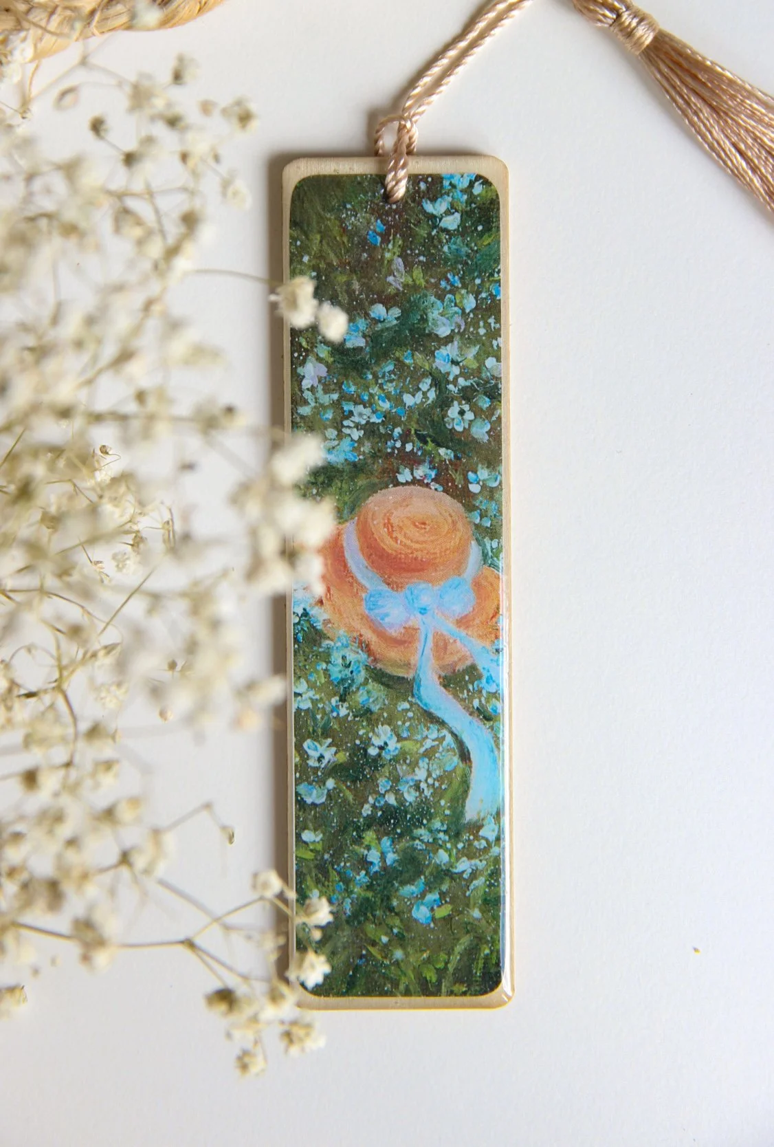 Piece of Art Handmade Bookmark - Bluebells & Straw Hats