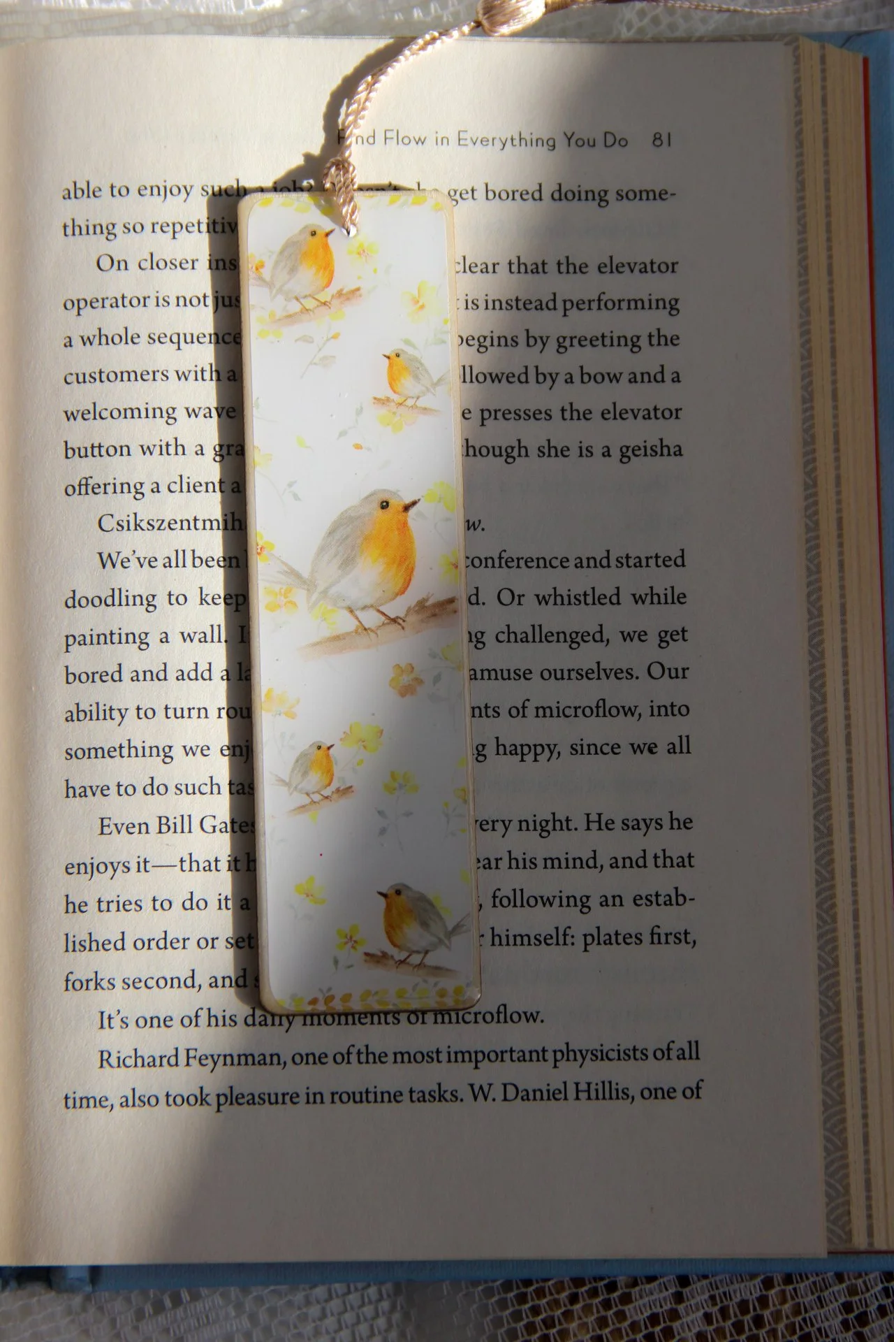 Handmade wooden bookmarks - little robin