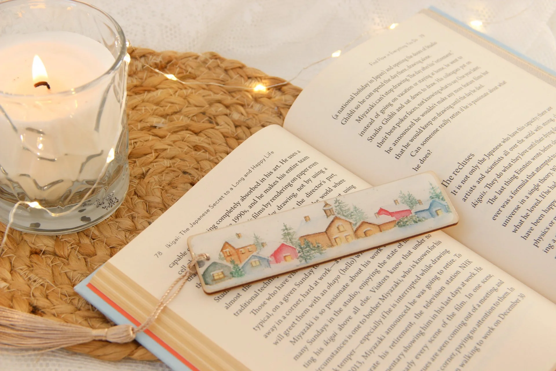 Winter village - Handmade bookmark