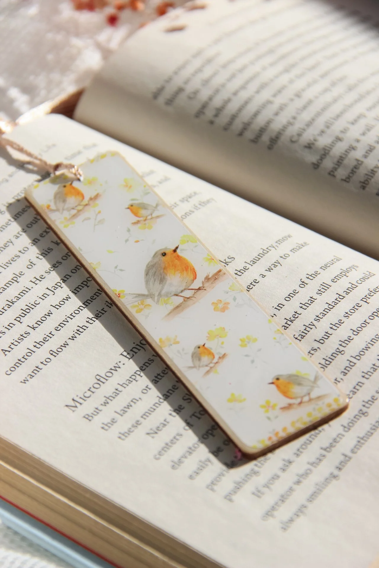 Handmade wooden bookmarks - little robin