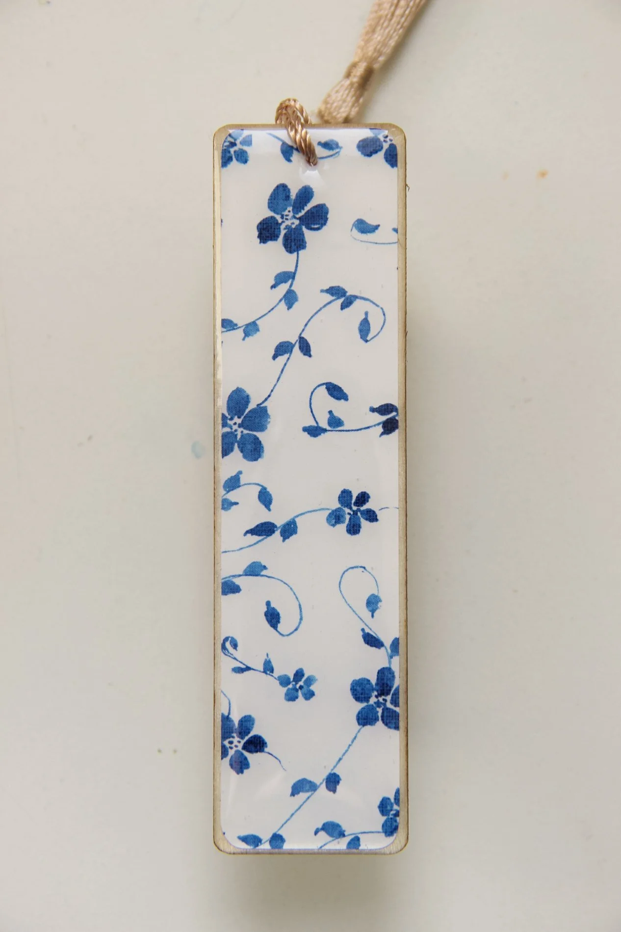 Set of illustrated bookmarks with intricate blue-and-white floral and ornamental patterns inspired by Dutch Delft ceramics and Jaipur blue pottery from India