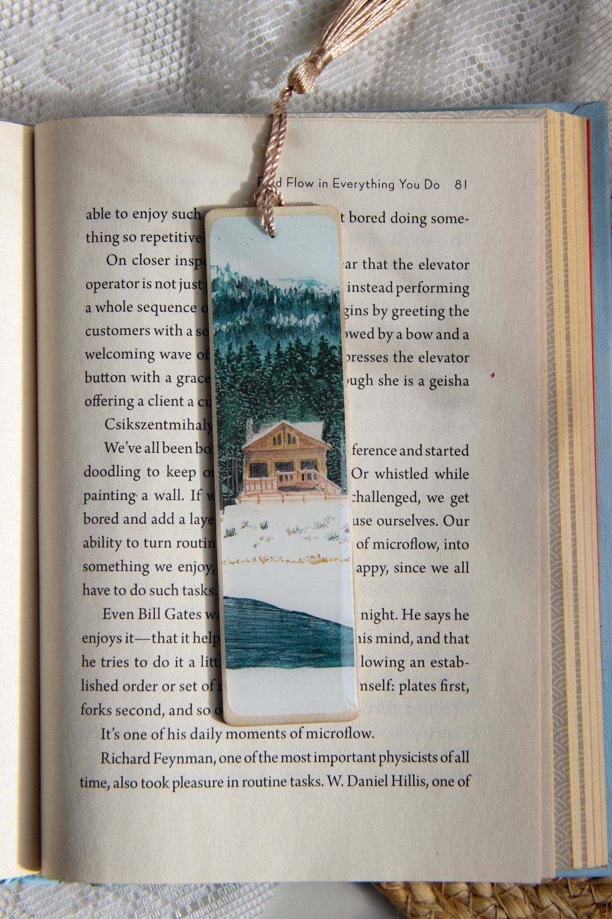 Piece of Art Bookmark - Cabin by the lake