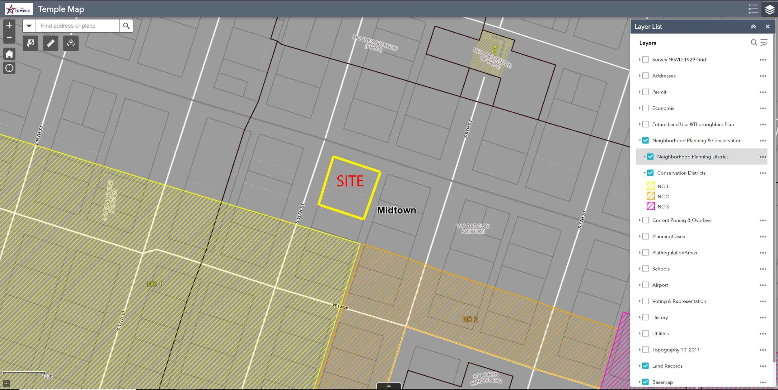 City of Temple Neighborhood District Map.JPG