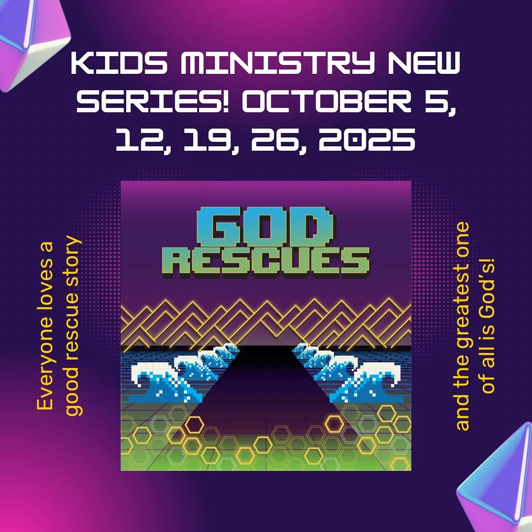 ✨New Series!✨ October 5, 12, 19, 26, 2025.

Everyone loves a good rescue story&mdash;and the greatest one of all is God&rsquo;s! 🫶🏼 Because of sin, we all need saving, and God had a perfect plan.

Our God Rescues series takes kids through 4 powerfu
