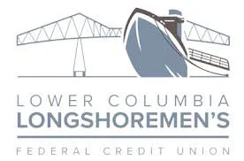 Lower Columbia Longshoremen's Federal Credit Union logo with ship and crane illustration.