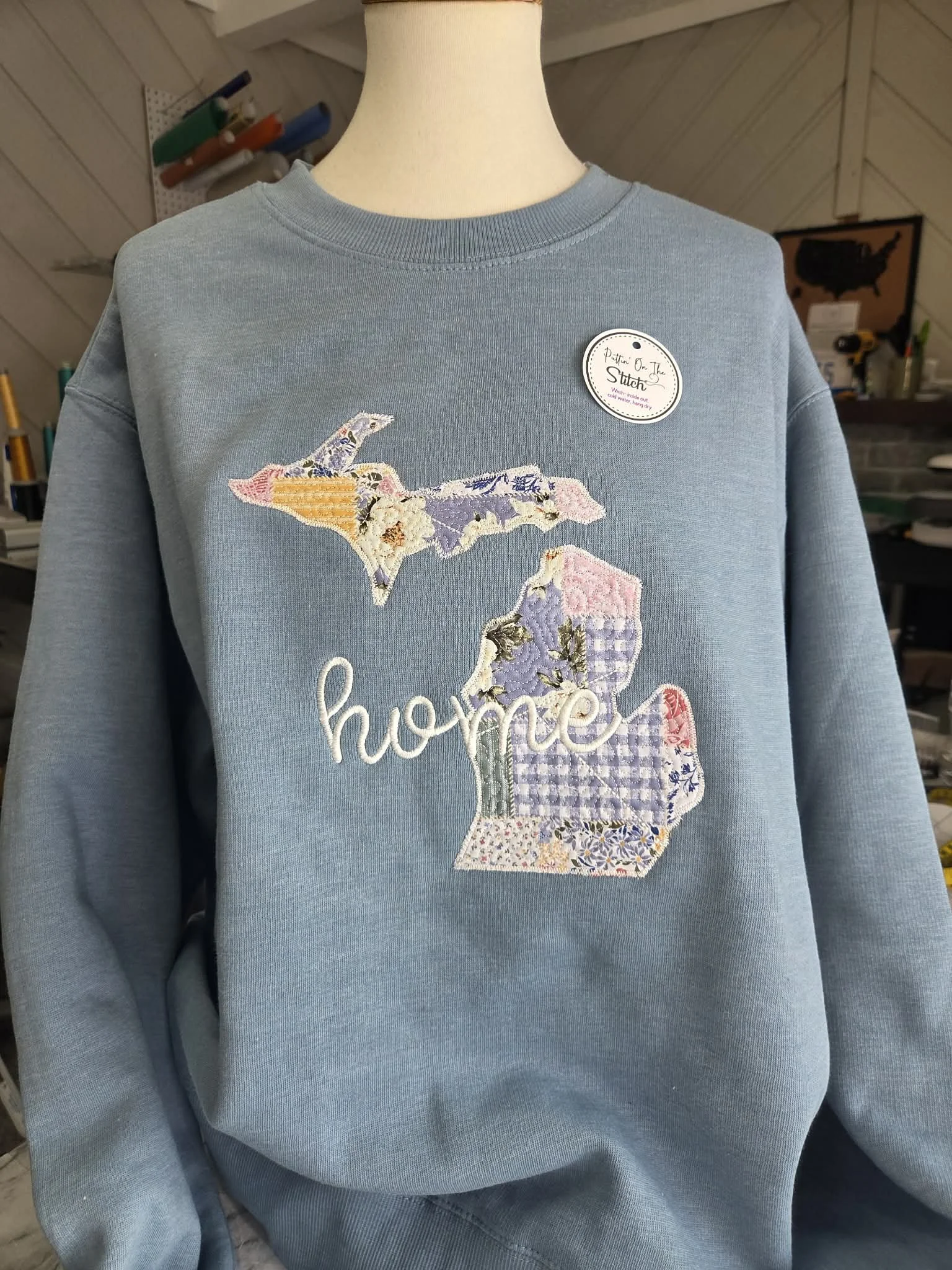 MI HOME Applique Embroidered Oversized Sweatshirt