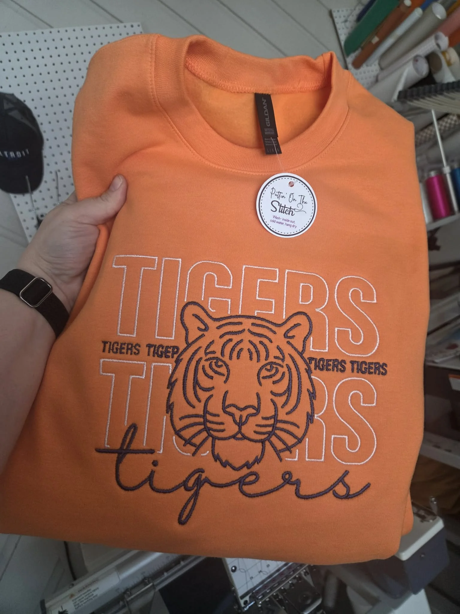 Tigers Stacked Embroidered Sweatshirt