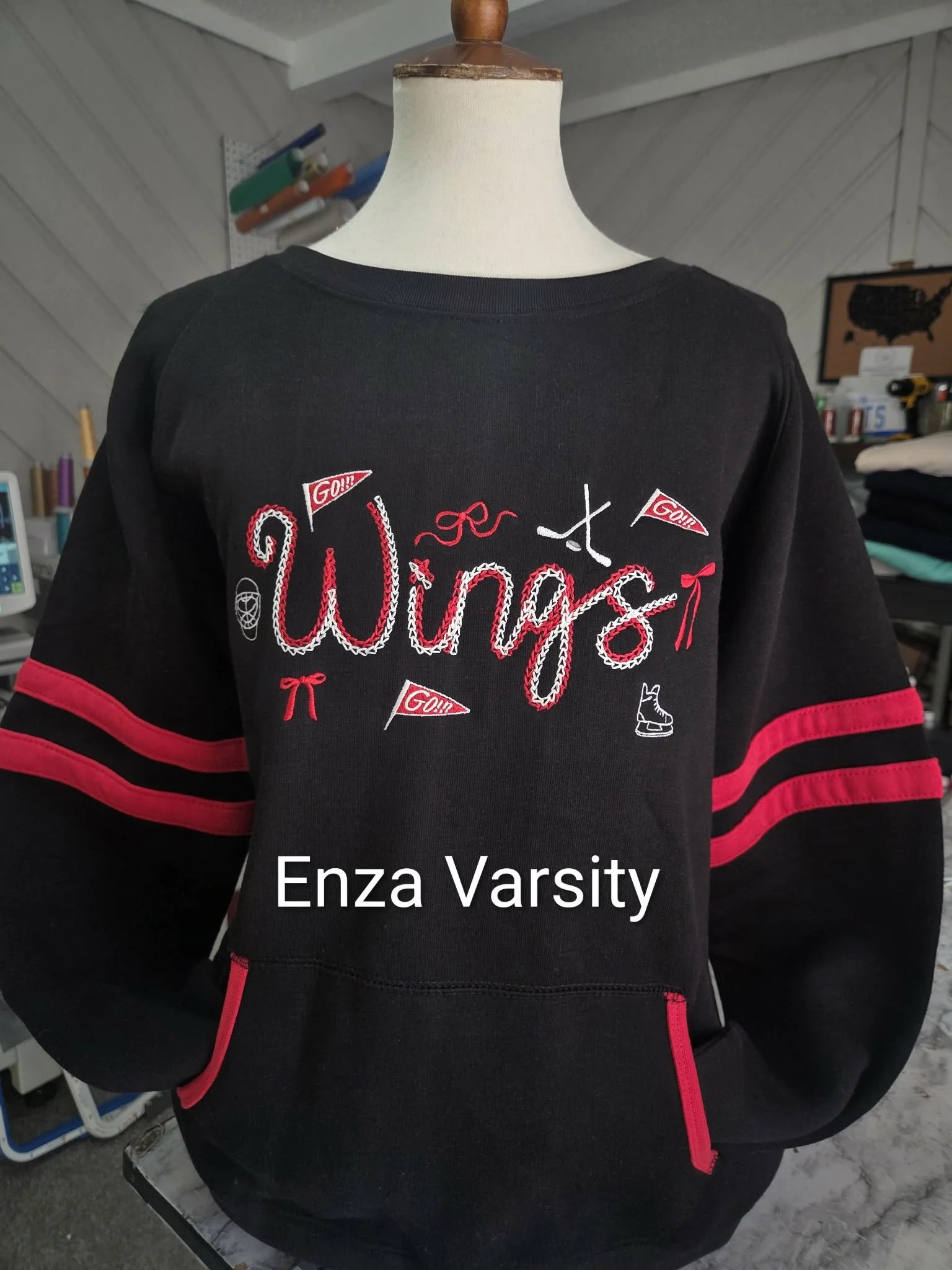 Wings Cheer Embroidered Sweatshirt