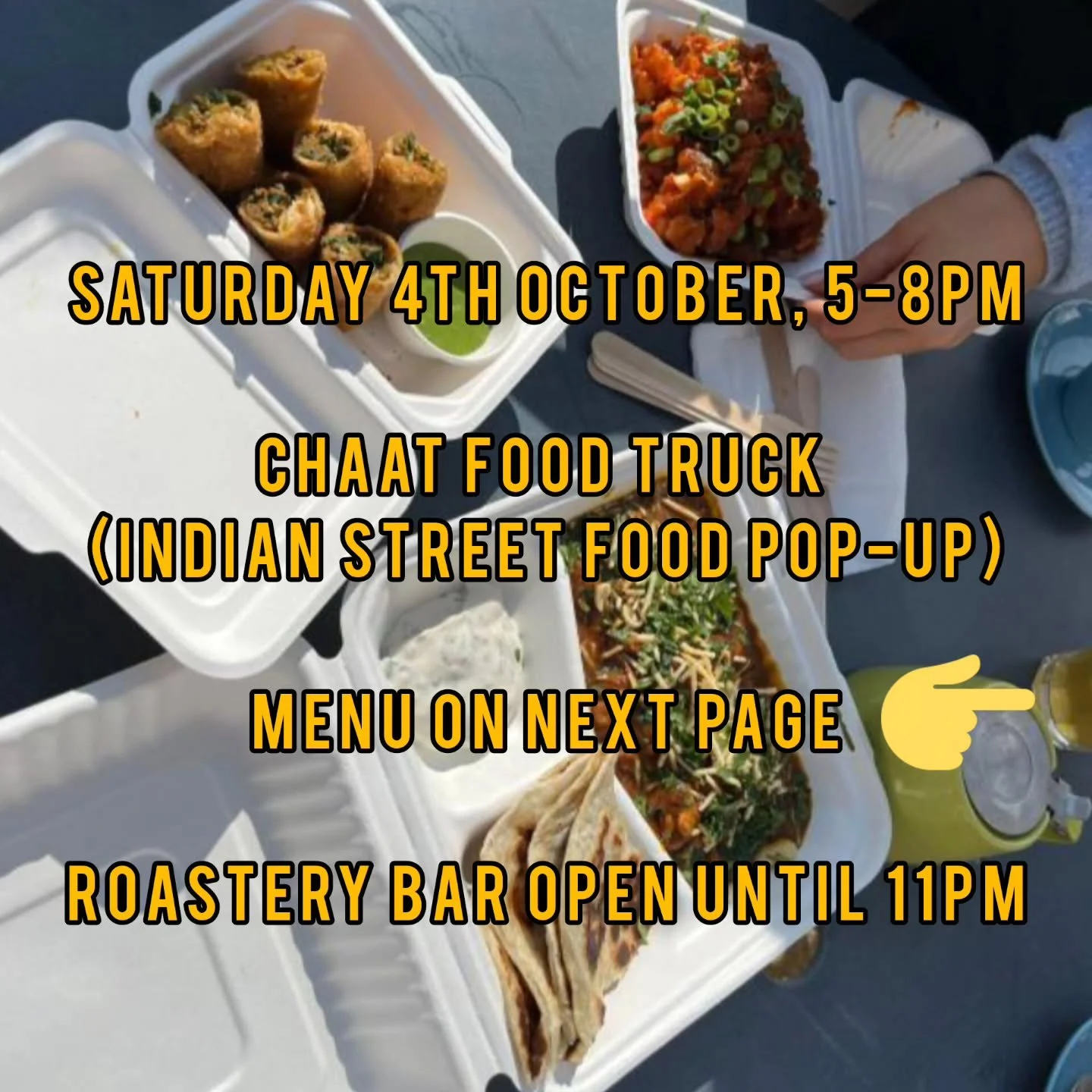 We have a great day lined up for you at the roastery this Saturday! 

- @chaat_foodtruck (Indian Street food pop-up with a twist) will be here from 5 - 8pm serving up amazing food! The roastery bar will be open until 11pm serving craft beers, wine, c