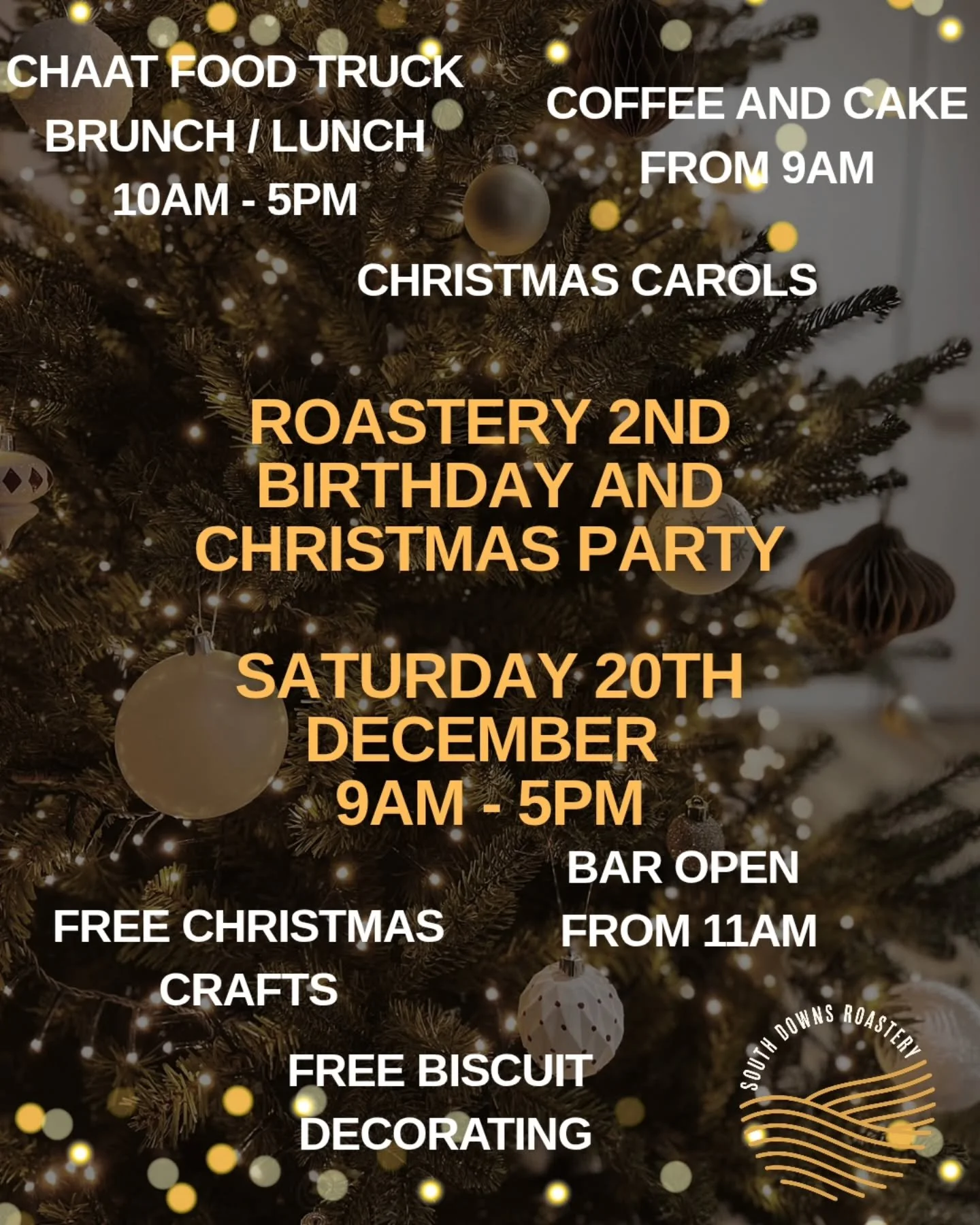 Join us on Saturday 20th December, as we celebrate the Roastery&rsquo;s second birthday alongside our Christmas party. We have a full day planned, including a delicious Indian street-food brunch and lunch menu from the team at @chaat_foodtruck , Chri