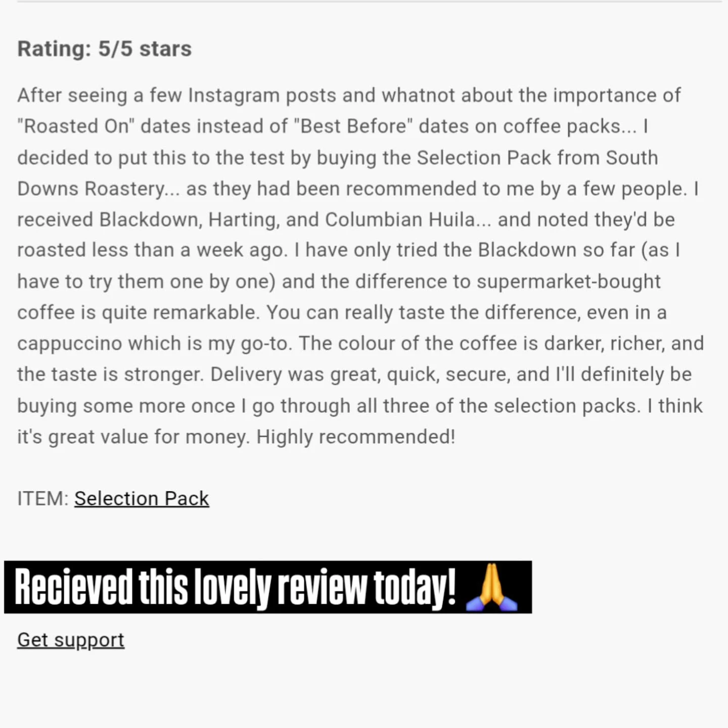 We love reviews! Especially the nice ones! This one's a corker! Truly grateful for all our customers and everyone that leaves a review! #smallbusiness #independentbusiness #customerreview