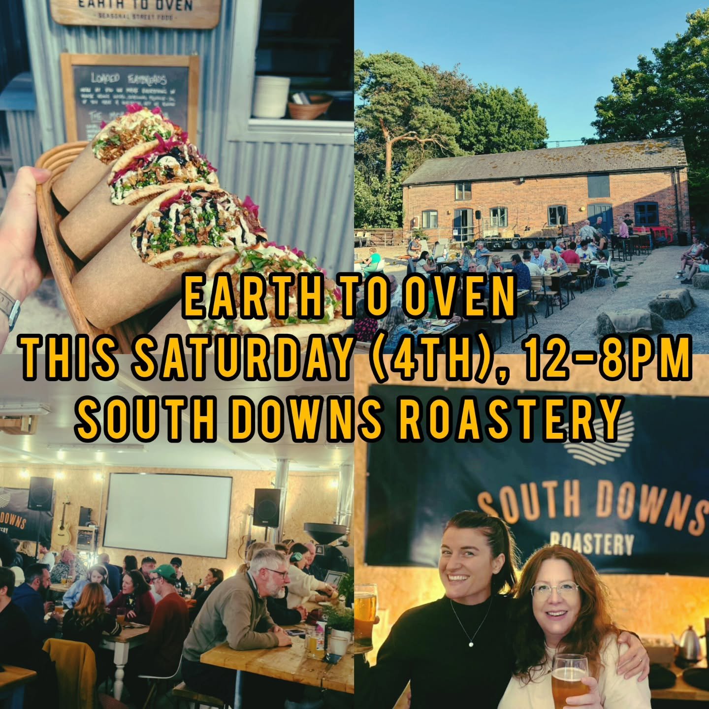 The Roastery will be back open this coming Saturday with more incredible food from the guys at @earth_to_oven! They&rsquo;ll be serving their loaded flatbreads from 12&ndash;8pm, and our bar will be open with cold beer on tap from @algebrew and @elus