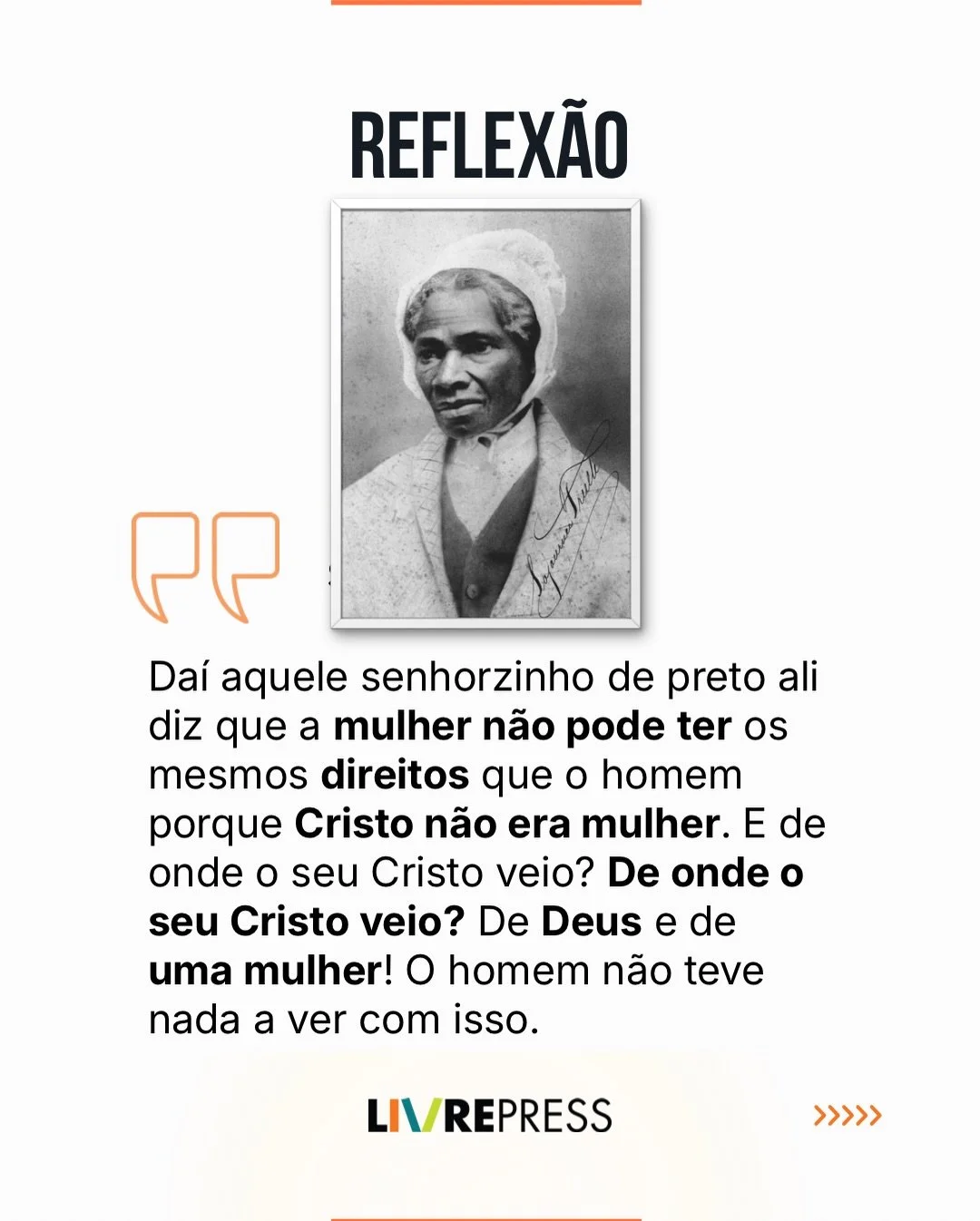 Trabalhando no nosso pr&oacute;ximo lan&ccedil;amento em que a autora @jpowellmcnutt cita Sojourner Truth. Ela j&aacute; se foi h&aacute; quase 150 anos e ainda se prega que a mulher n&atilde;o deve ter os mesmos direitos humanos que os homens. N&ati