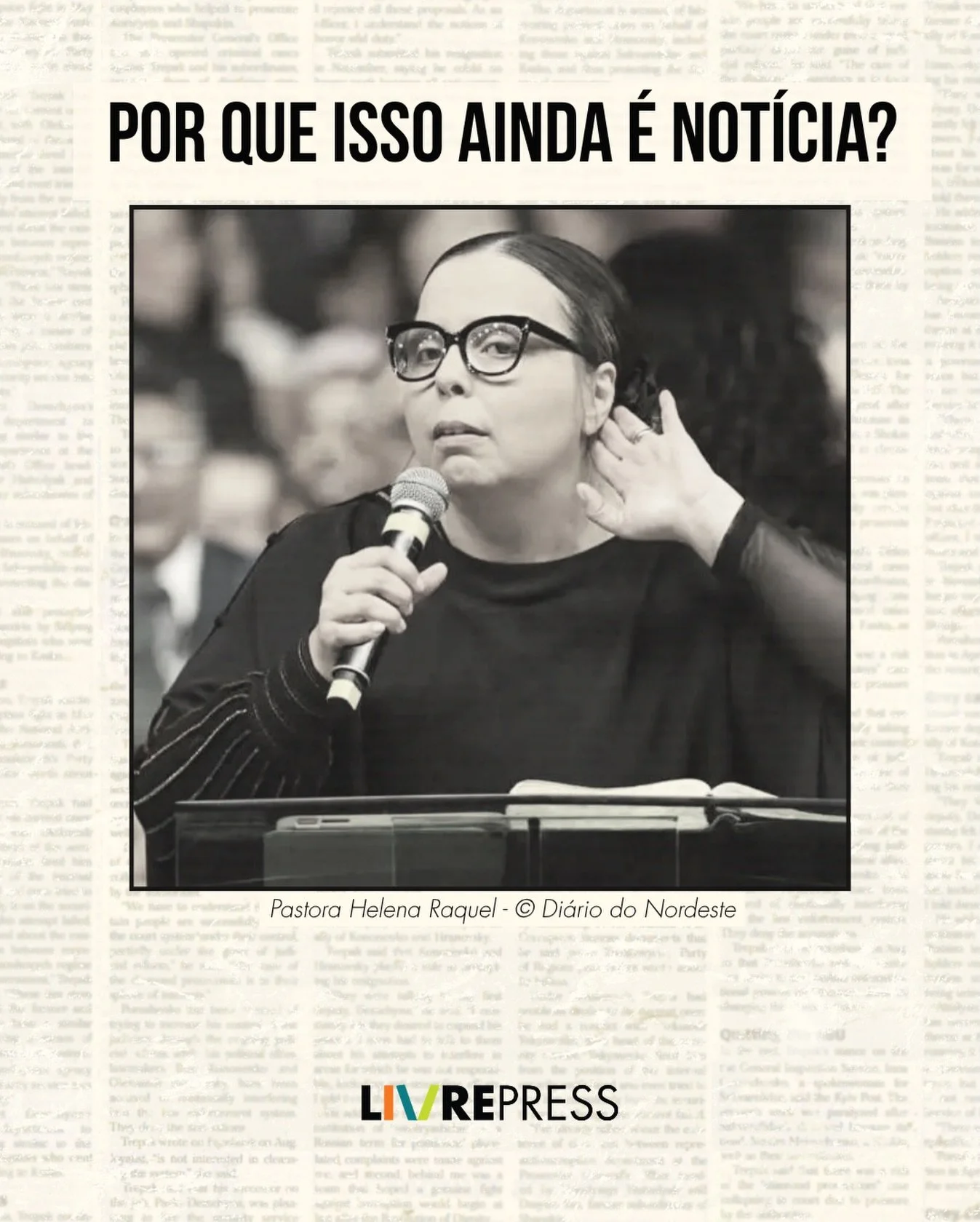 14 milh&otilde;es de pessoas viram o que uma pastora disse num dos maiores eventos evang&eacute;licos do Brasil.

E a pergunta que ficou n&atilde;o &eacute; sobre ela.

&Eacute; sobre n&oacute;s.

Por que isso ainda &eacute; not&iacute;cia?

Por que 
