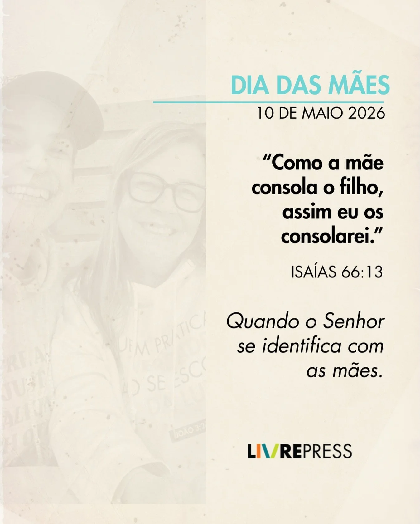 Para todas as m&atilde;es e aquelas que t&ecirc;m dentro de si um cora&ccedil;&atilde;o de m&atilde;e, reconhecemos o tesouro que voc&ecirc;s s&atilde;o para esta terra e o mundo que s&atilde;o para n&oacute;s!

Feliz dia! O Senhor &eacute; com voc&e