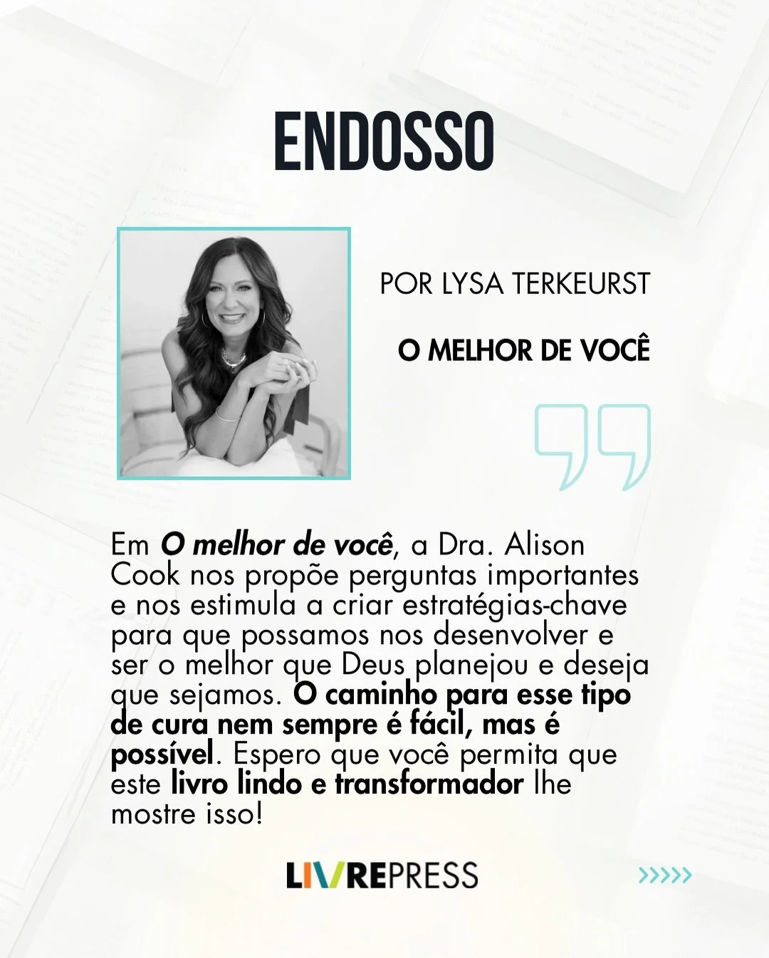 H&aacute; perguntas que a gente aprende, muito cedo, a silenciar. &ldquo;Ser&aacute; que estou sendo o melhor que Deus planejou para mim ou me acostumei com uma vers&atilde;o reduzida de mim mesma?&rdquo;

A @dralisoncook n&atilde;o responde por voc&