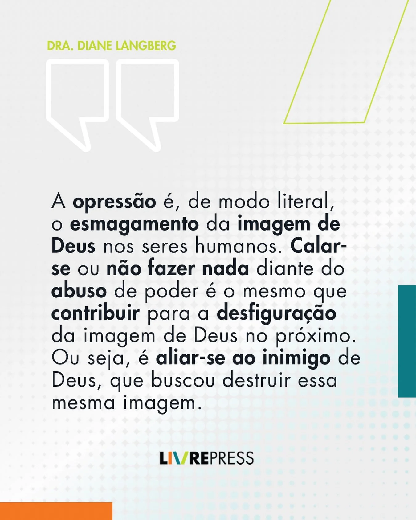 A maneira de tratarmos o pr&oacute;ximo revela muito o que acreditamos a respeito de Deus.

Quando as Escrituras afirmam que seres humanos foram criados &agrave; imagem de Deus, n&atilde;o se trata de uma mera declara&ccedil;&atilde;o sobre nossa ori